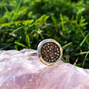Sterling Silver ring rose gold/chocolate pave